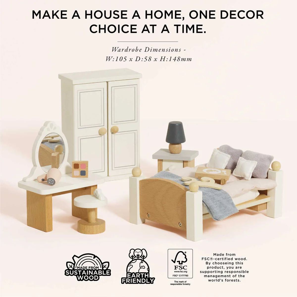 WOODEN DIASY LANE MASTER BEDROOM FURNITURE SET | Le Toy Van