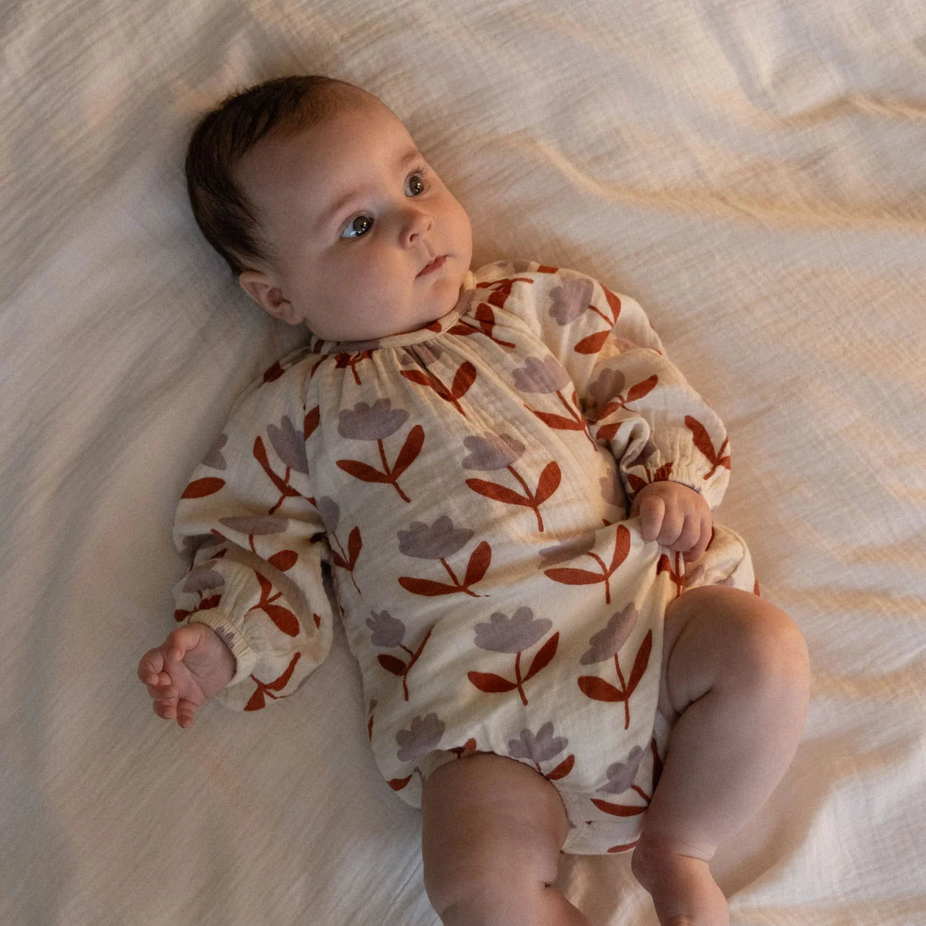 MEADOW BODYSUIT MUSLIN - Fleurette Print | Nature Baby