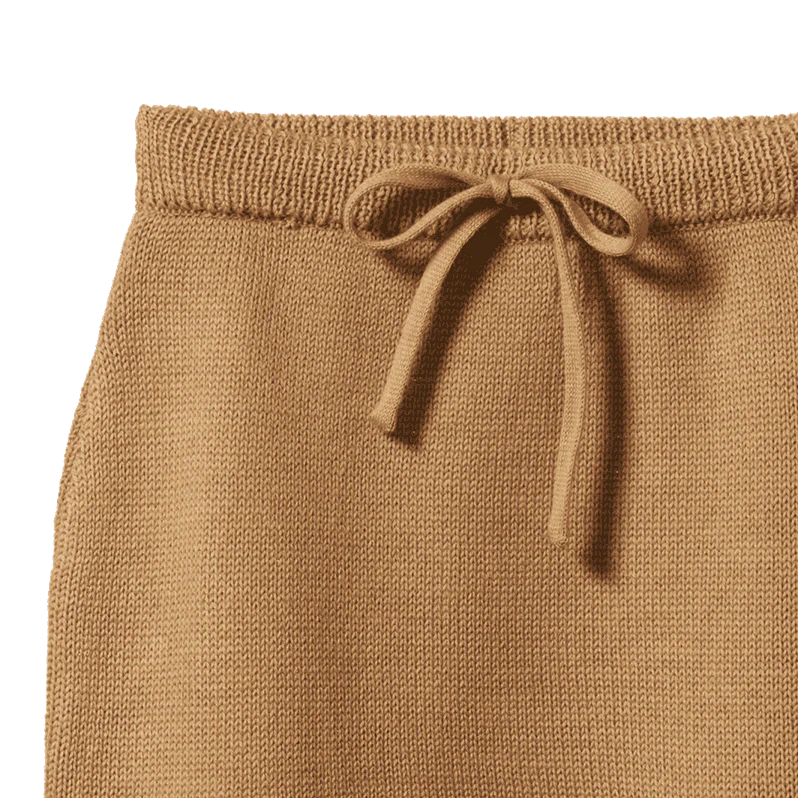 MERINO KNIT FOOTED ROMPERS - Caramel | Nature Baby