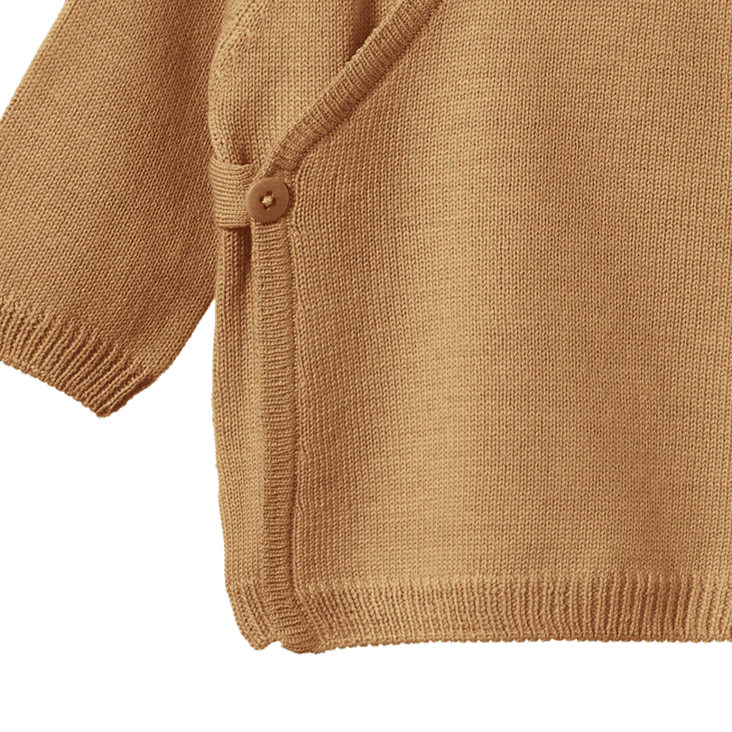 MERINO KNIT KIMONO JACKET - Caramel | Nature Baby