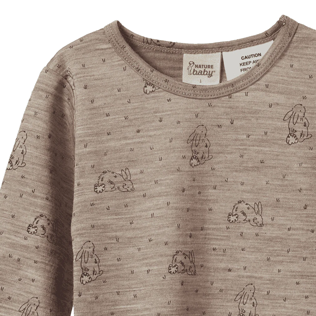 MERINO 2PC LONG SLEEVE PYJAMAS - Bramble Burrow Print | Nature Baby