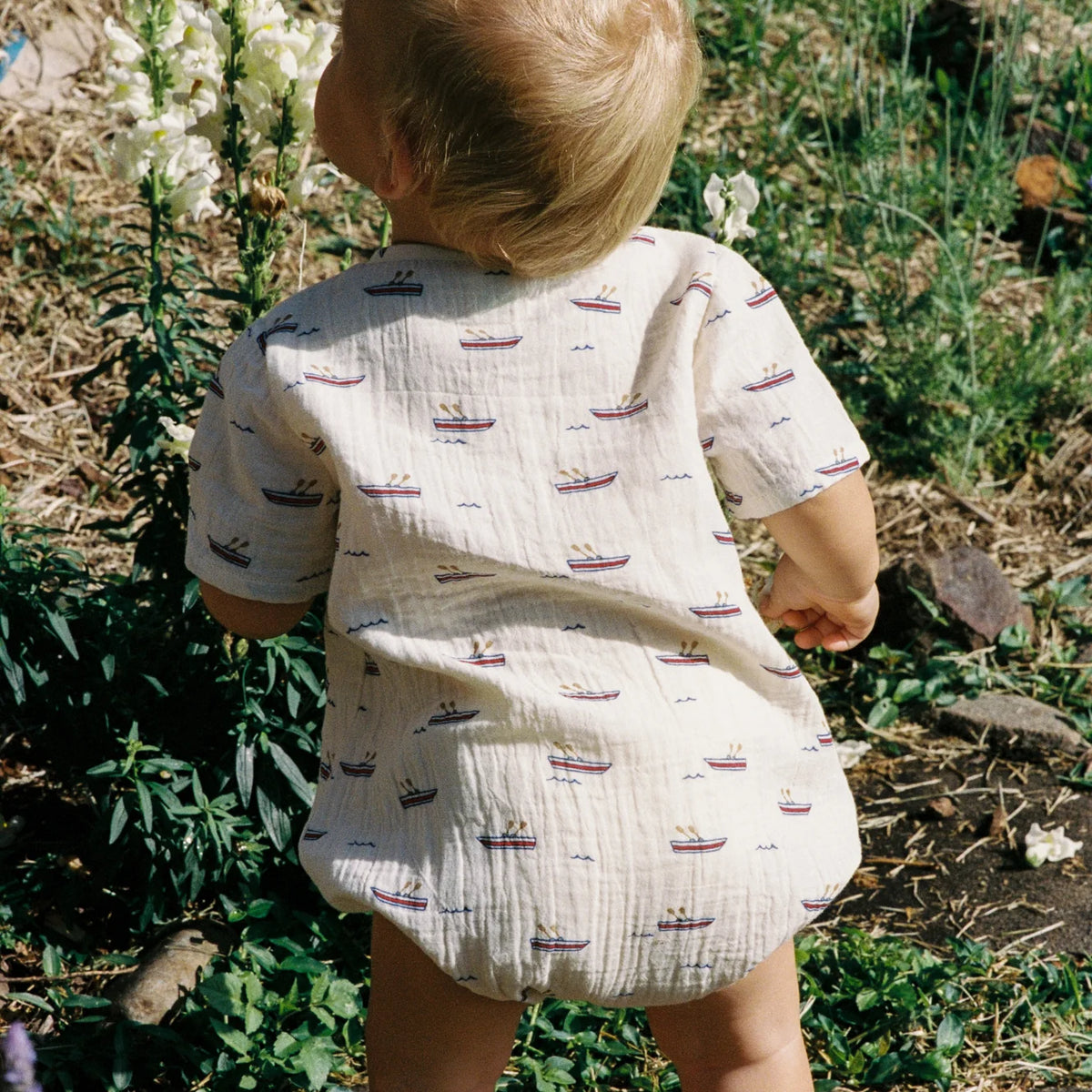MONTY SUIT MUSLIN - Row Boats Print | Nature Baby