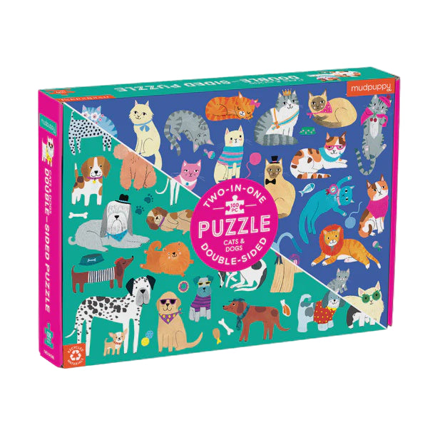 Cats and Dogs - 100PC - Double Sided Puzzle | Mudpuppy