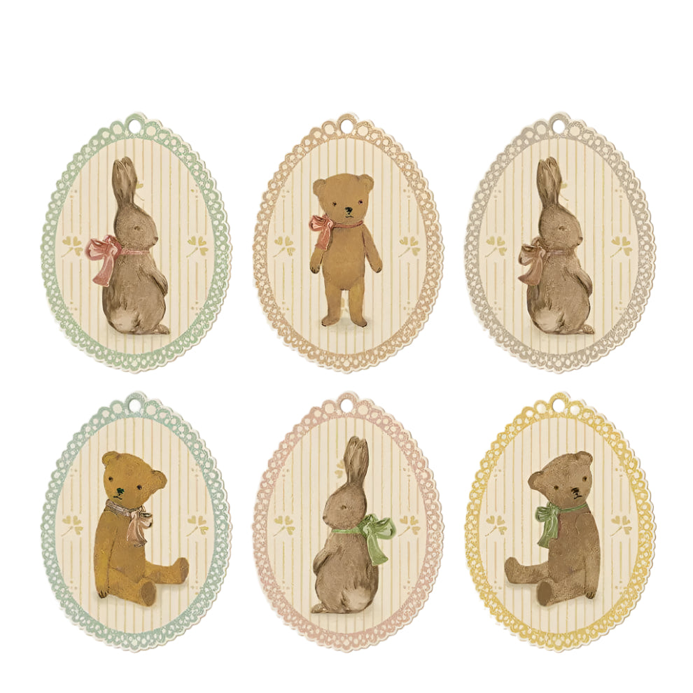 Gift Tags Bunnies & Teddies 12pk | Maileg