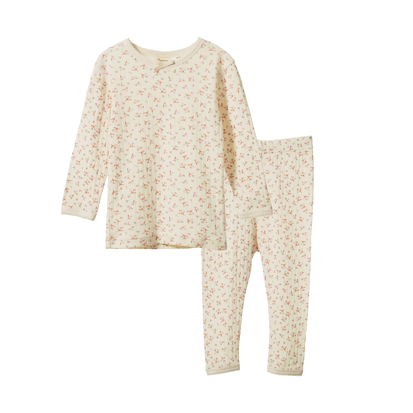 2PC LONG SLEEVE PYJAMA SET POINTELLE - Dandelion Print | Nature Baby