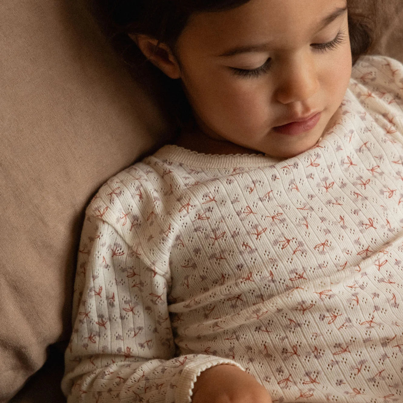 2PC LONG SLEEVE PYJAMA SET POINTELLE - Dandelion Print | Nature Baby