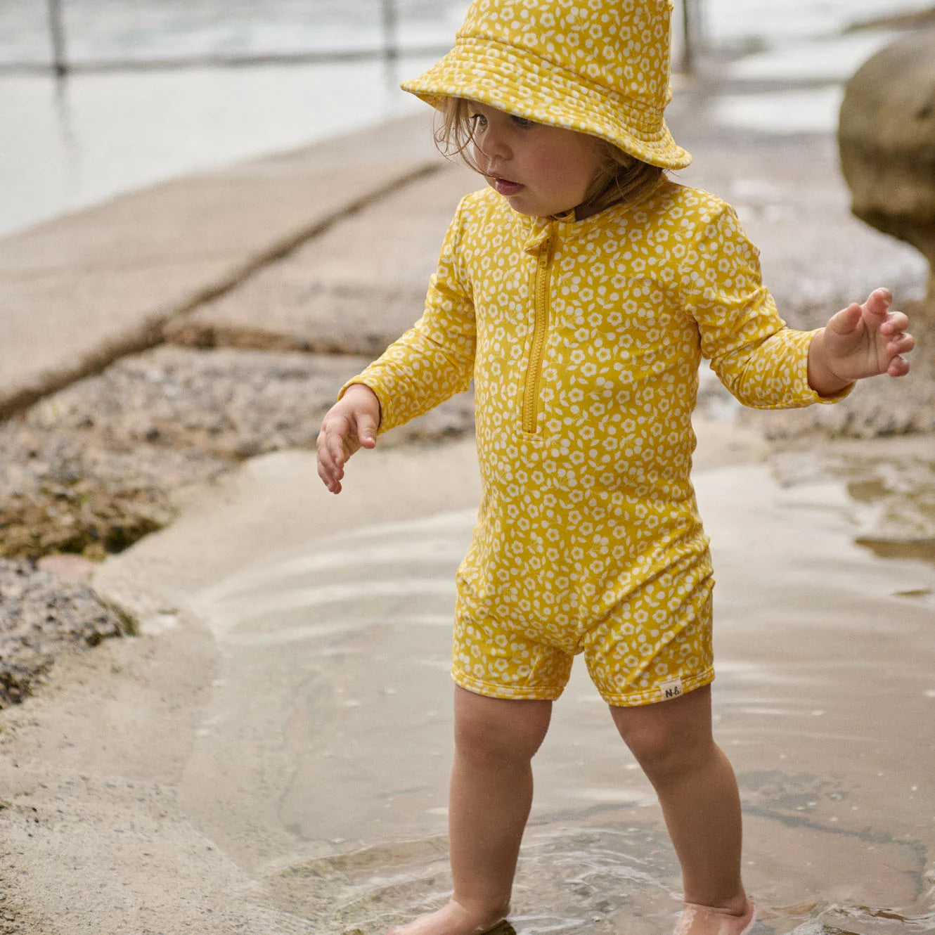 ONE PIECE BATHING TRUNKS - Kitchen Garden Freesia Print | Nature Baby