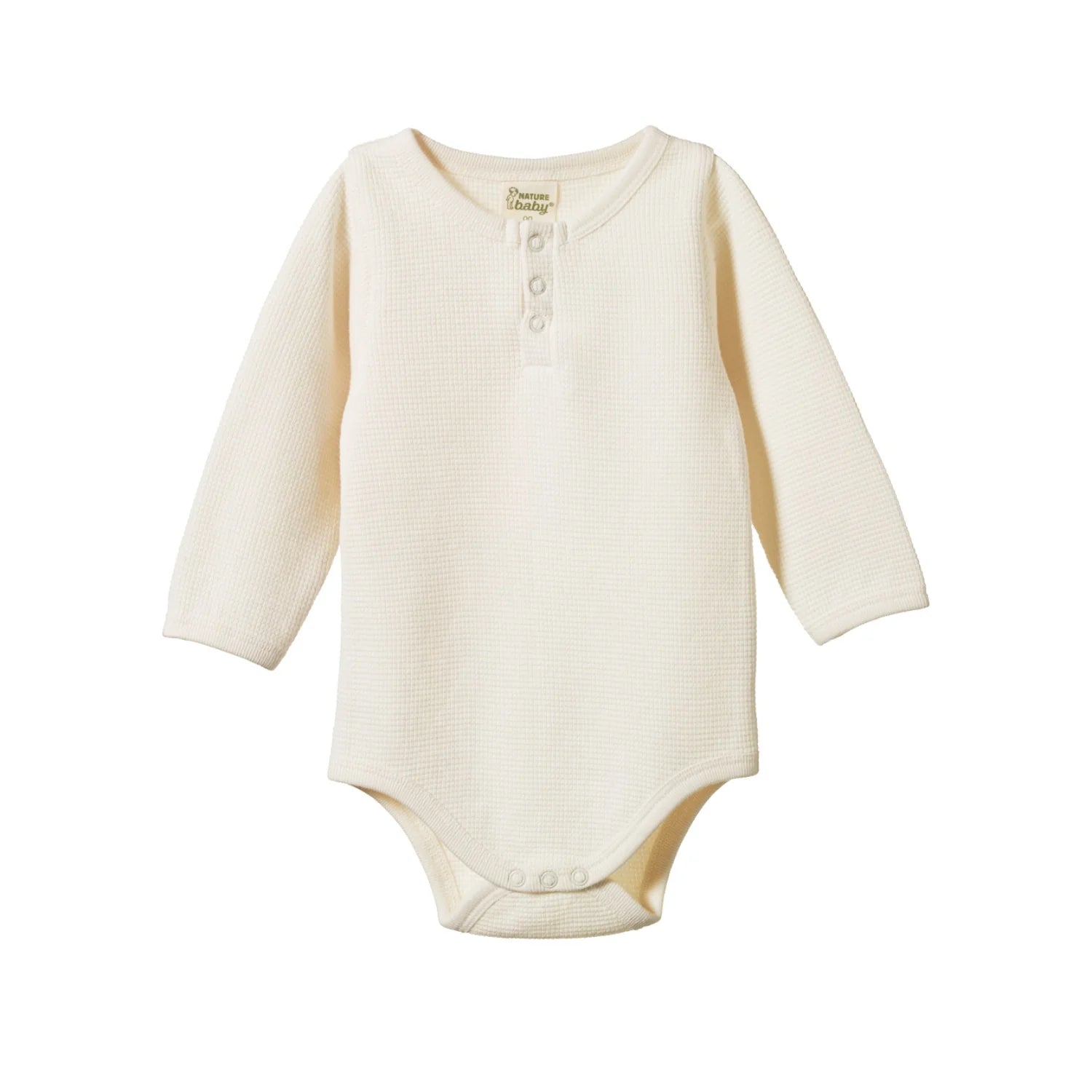 HENLEY L/S BODYSUIT WAFFLE - Natural | Nature Baby