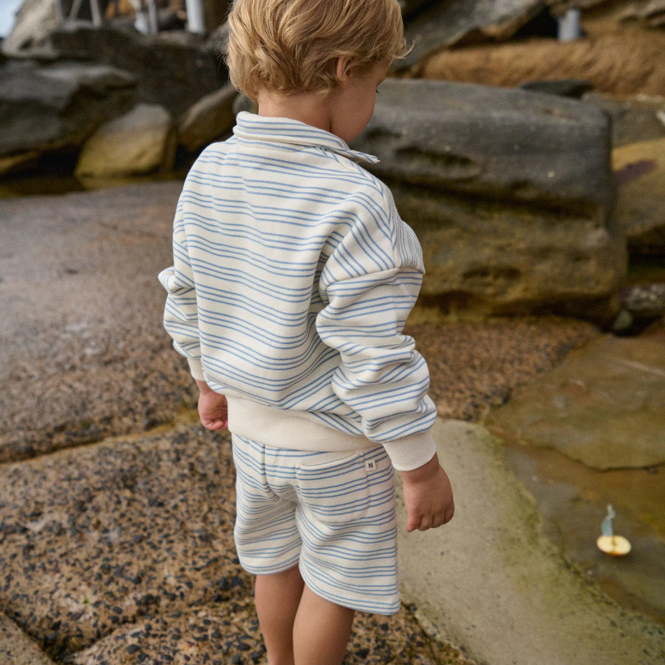 JIMMY SHORTS SWEATSHIRTING - Stripe Trio | Nature Baby