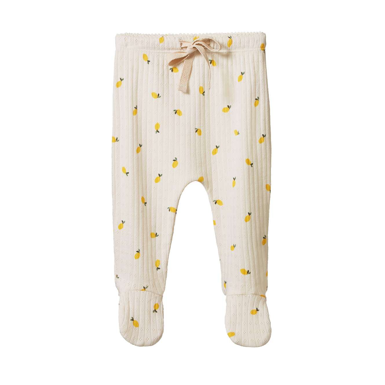 FOOTED ROMPERS POINTELLE - Lemon Print | Nature Baby