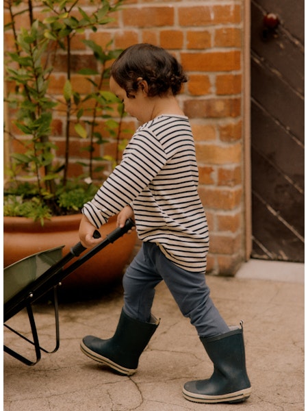 Long Sleeve River Tee Navy Sailor Stripe |Nature Baby