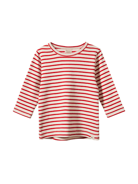 Long Sleeve River Tee Red Sailor Stripe |Nature Baby