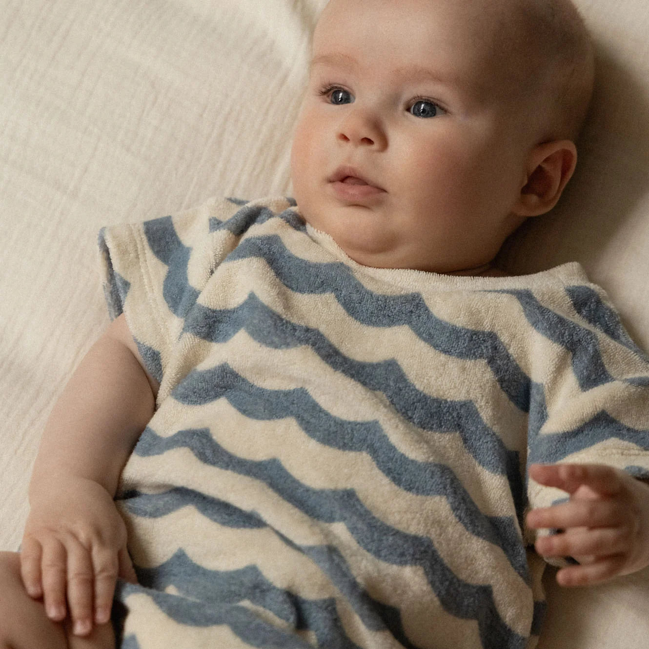 JUNO ROMPER TERRY - Waves Print | Nature Baby