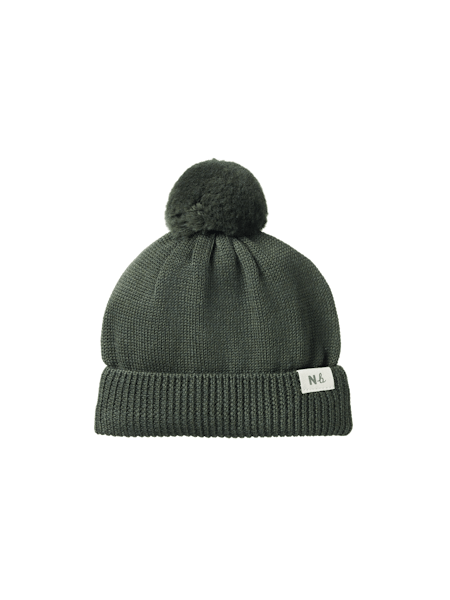 Alpine Pom Pom Beanie Thyme| Nature Baby