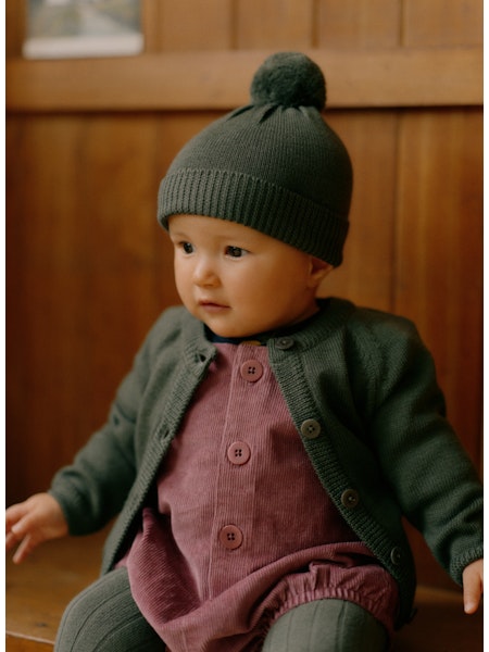 Merino Wool Knit Cardigan Thyme |Nature Baby