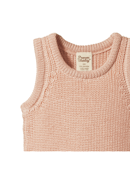 Merino Wool Knit Vest Rose Dust Chunky Knit |Nature Baby