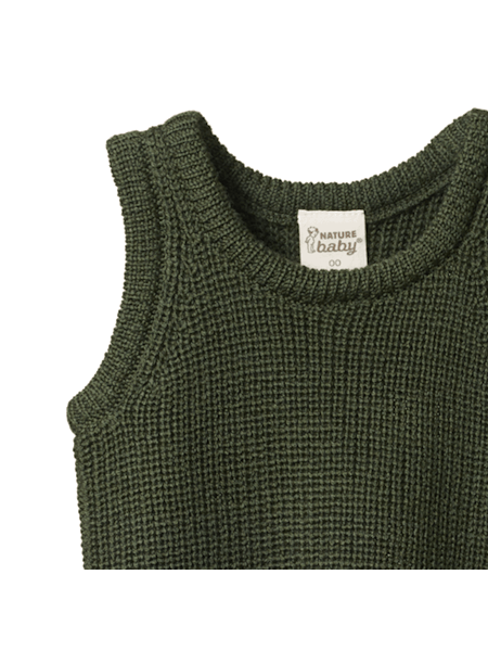 Merino Wool Knit Vest Thyme Chunky Knit |Nature Baby