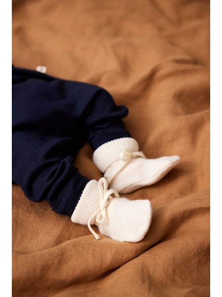 Merino Wool Knit Drawstring Booties Natural |Nature Baby