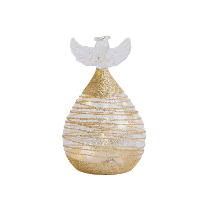 10cm Round Glass Angel with Gold Sparkle | Stellar Haus