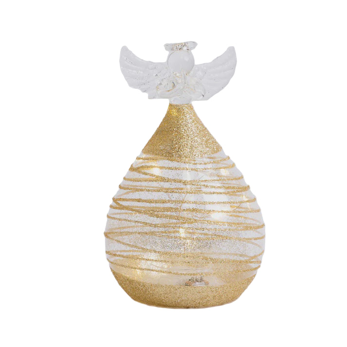 Medium (13cm) Round Glass Angel with Gold Sparkle | Stellar Haus
