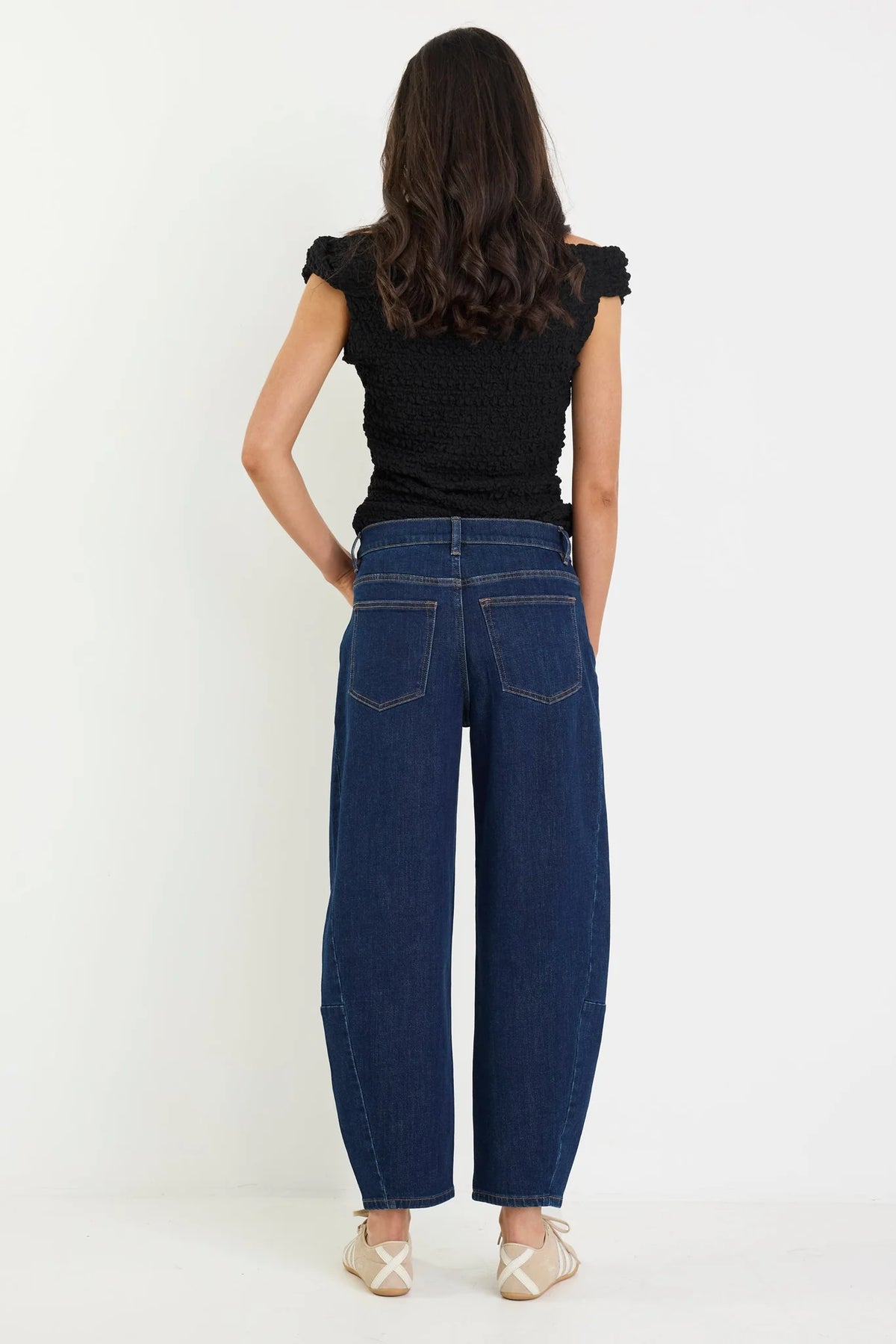 Graduate Dark Blue Stretch Barrel Jeans | Among The Brave