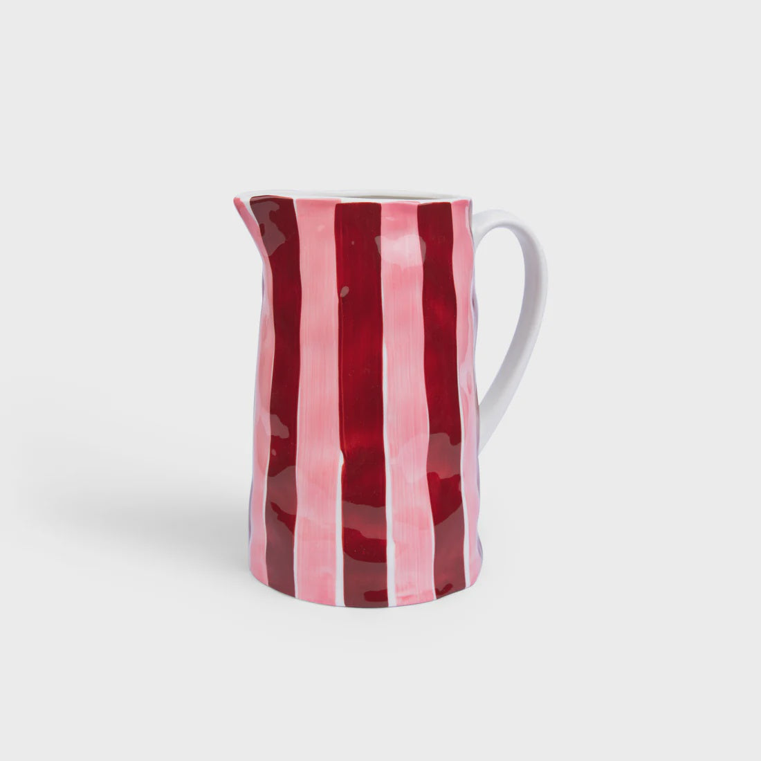 Ceramic Jug - Medium - Burgundy & Pink Stripe | Noss & Co