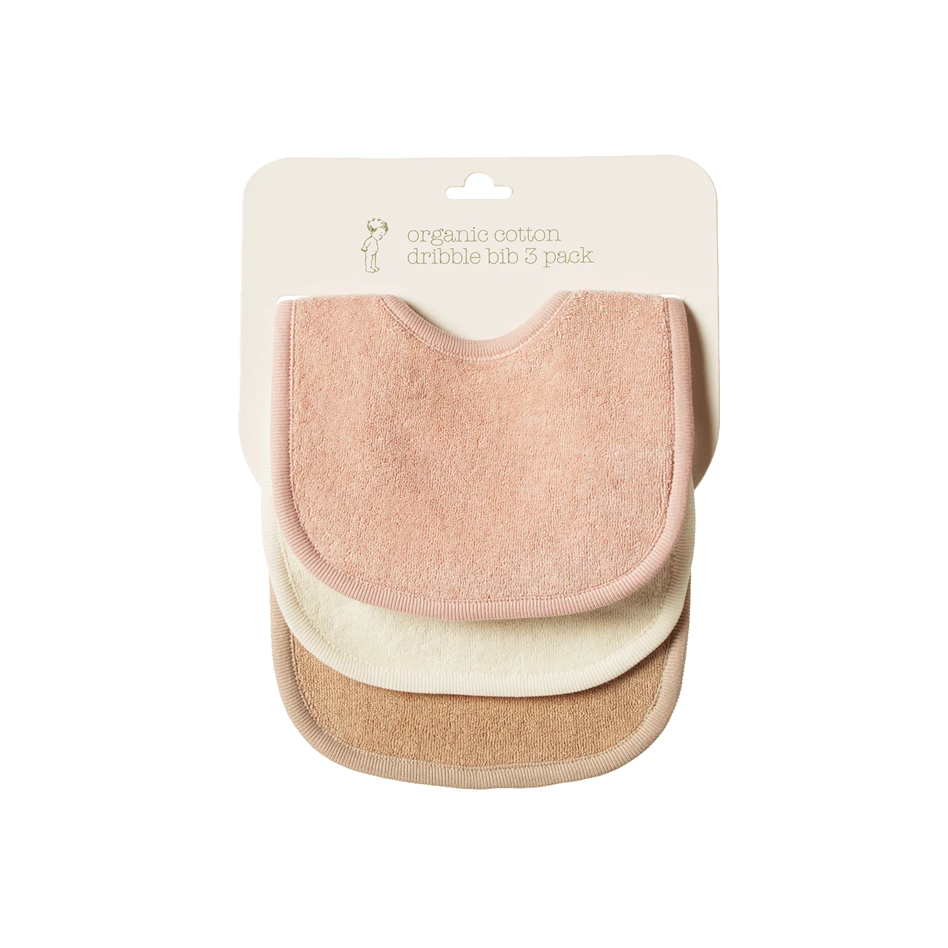 DRIBBLE BIBS 3 PACK - Rose Dust/Natural/Nougat\0-6M | Nature Baby