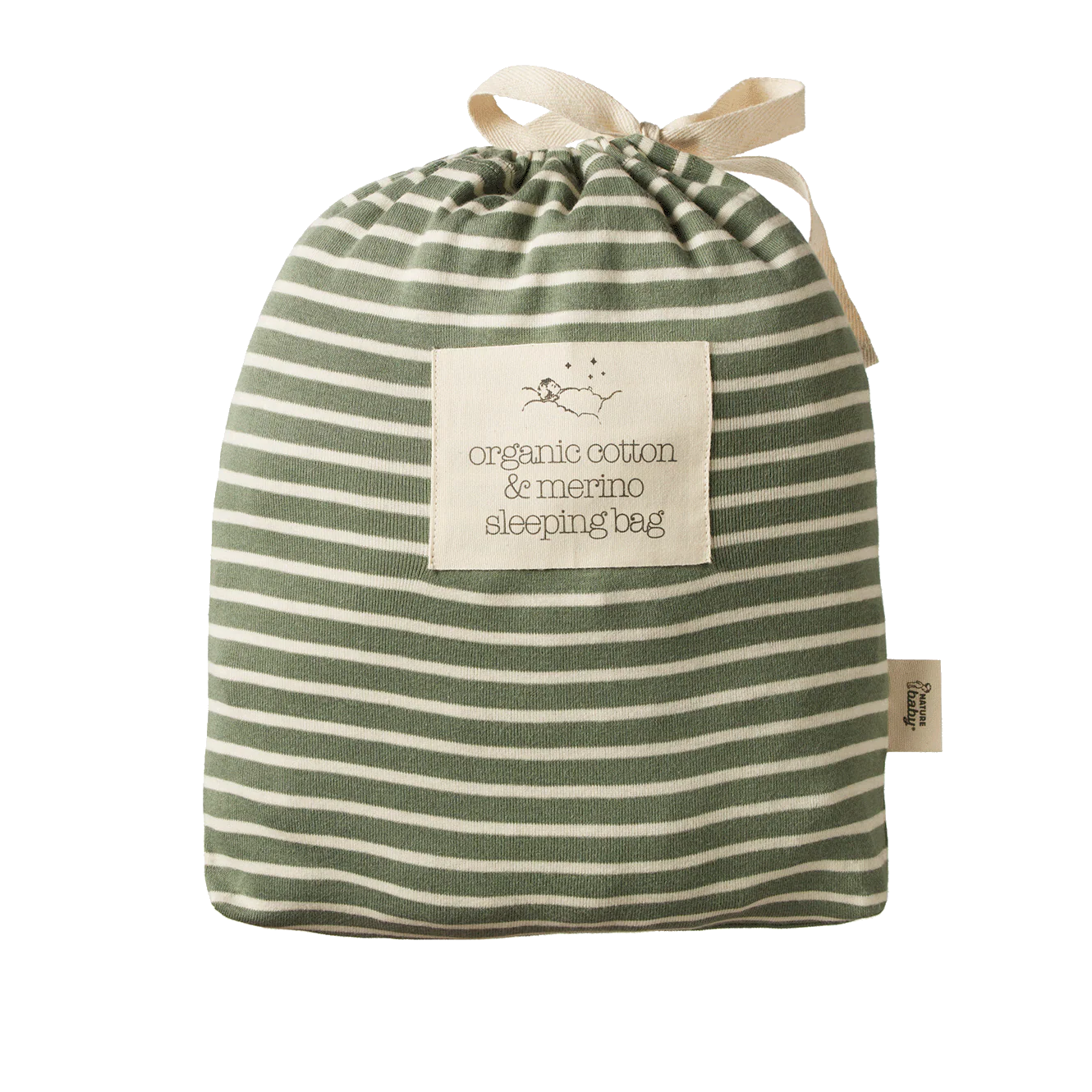 ORGANIC COTTON & MERINO SLEEPING BAG - Nettle Twin Stripe 3-24M | Nature Baby