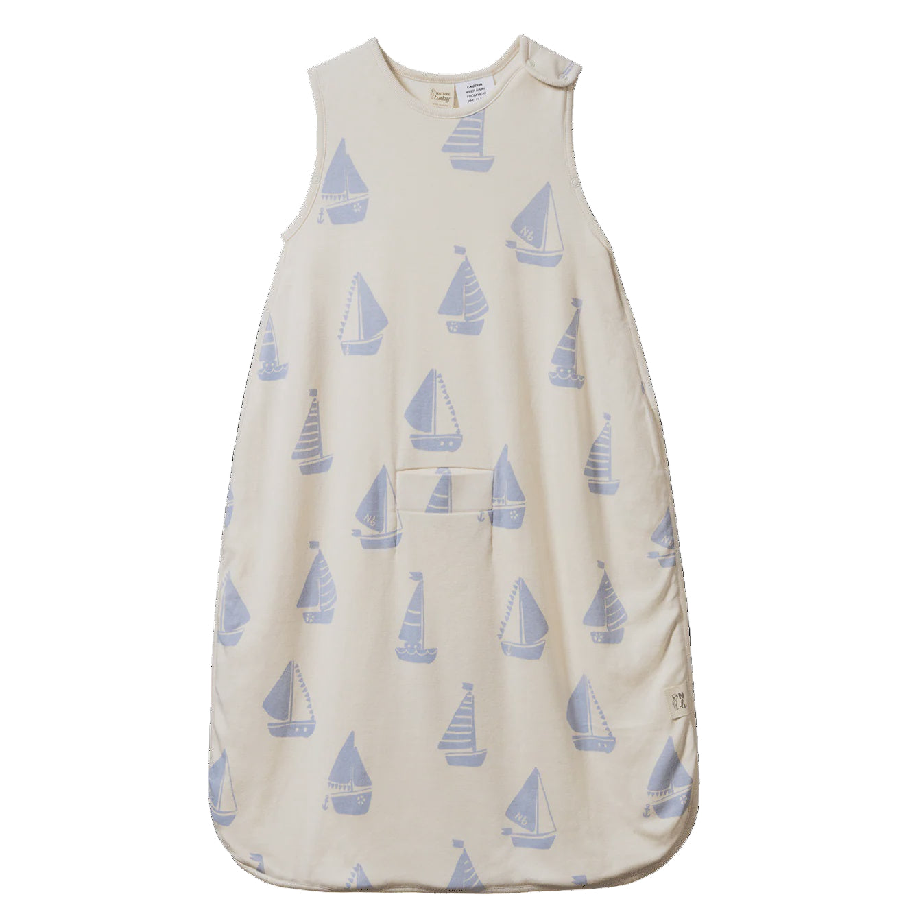 Organic Cotton & Merino Sleeping Bag | Regatta Blue Print | Nature Baby