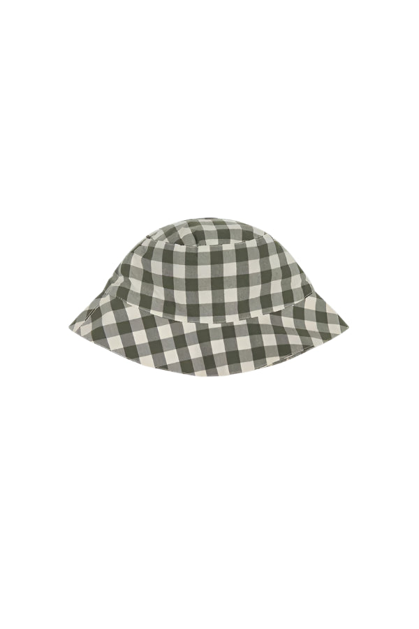 Organic Cotton Bucket Hat - Gingham Grape Leaf | Jamie Kay