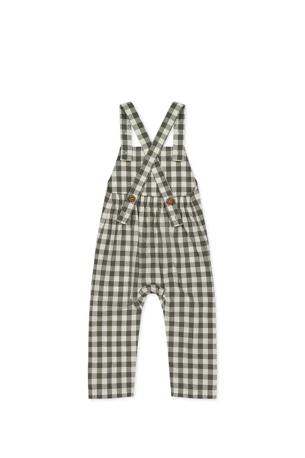 Organic Cotton Kingston Overall - Gingham Grape Leaf| Jamie Kay