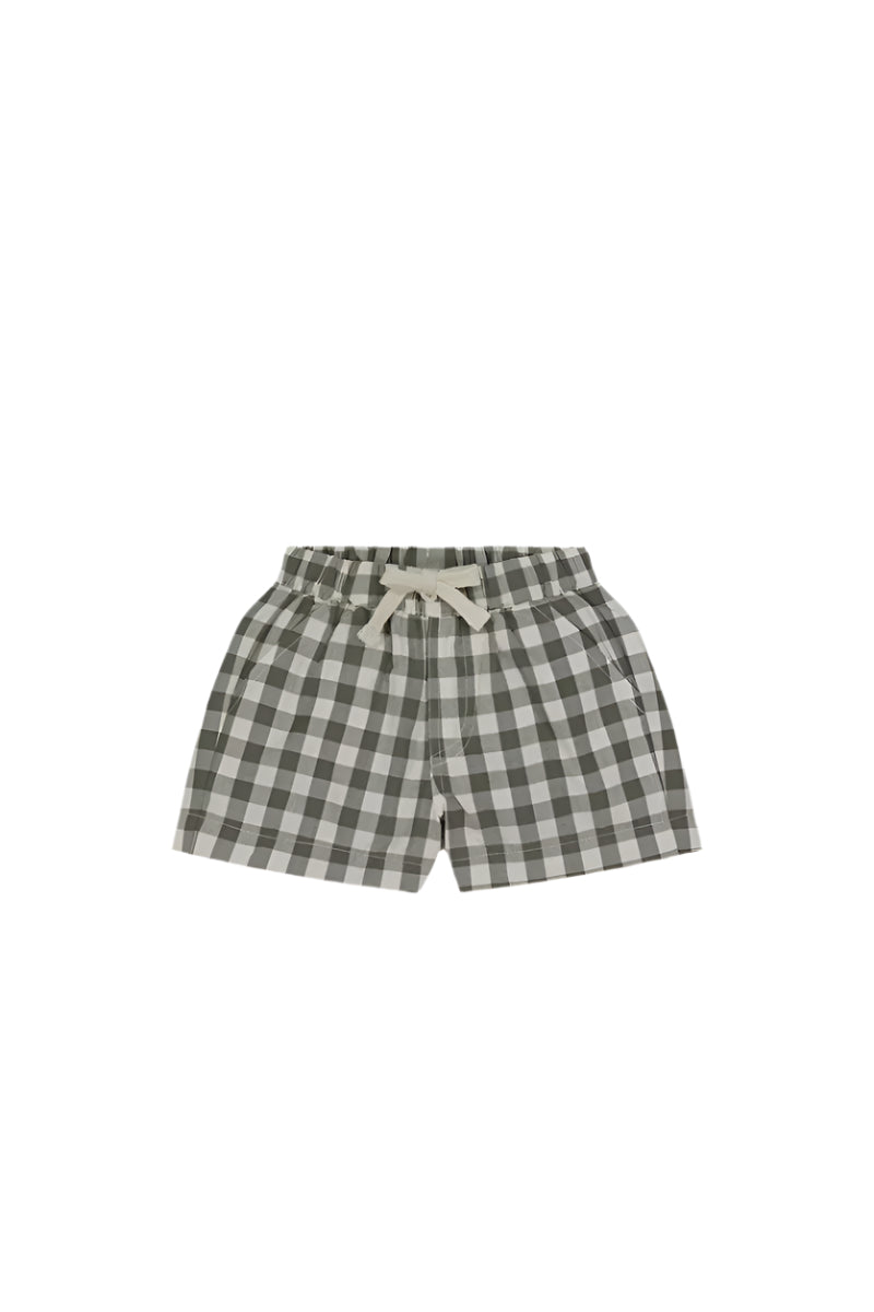 Organic Cotton Louis Short - Gingham Grape Leaf | Jamie Kay