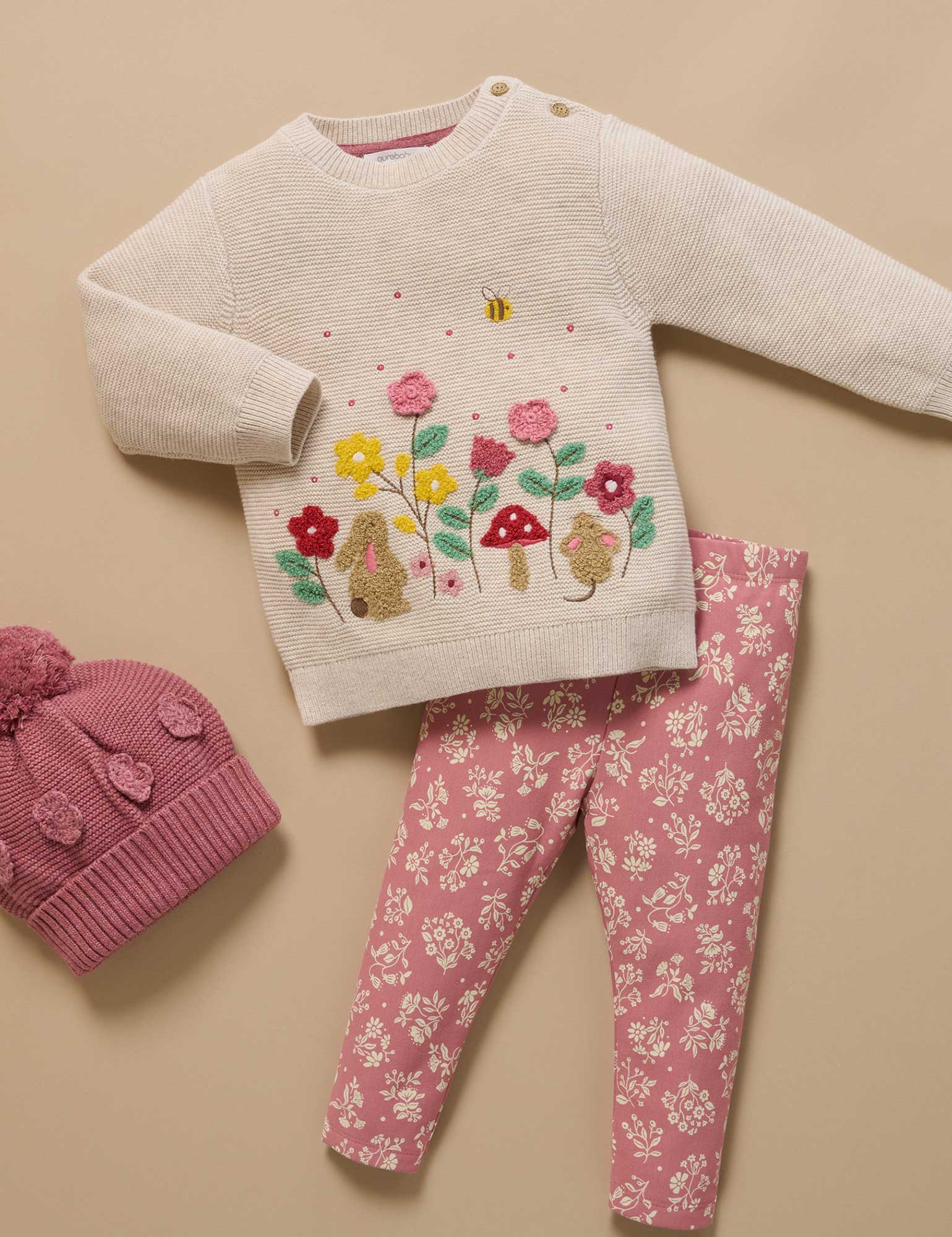 Crochet Flower Beanie - Toadstool Melange | Purebaby