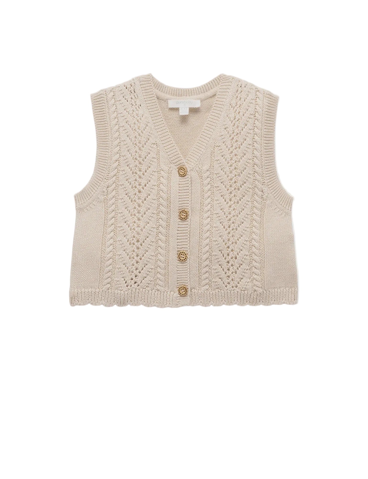 Knitted Vest - Wheat Melange | Purebaby
