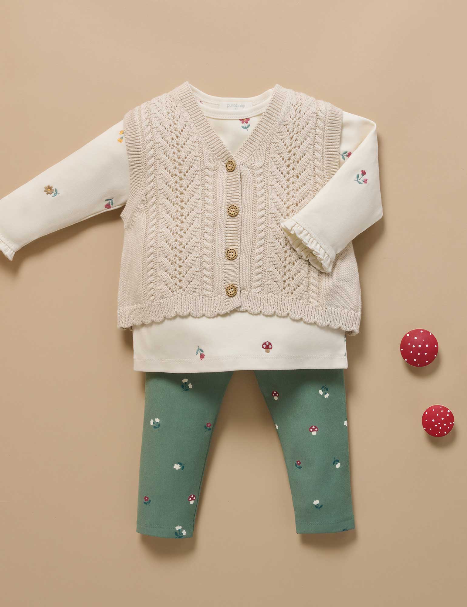 Knitted Vest - Wheat Melange | Purebaby