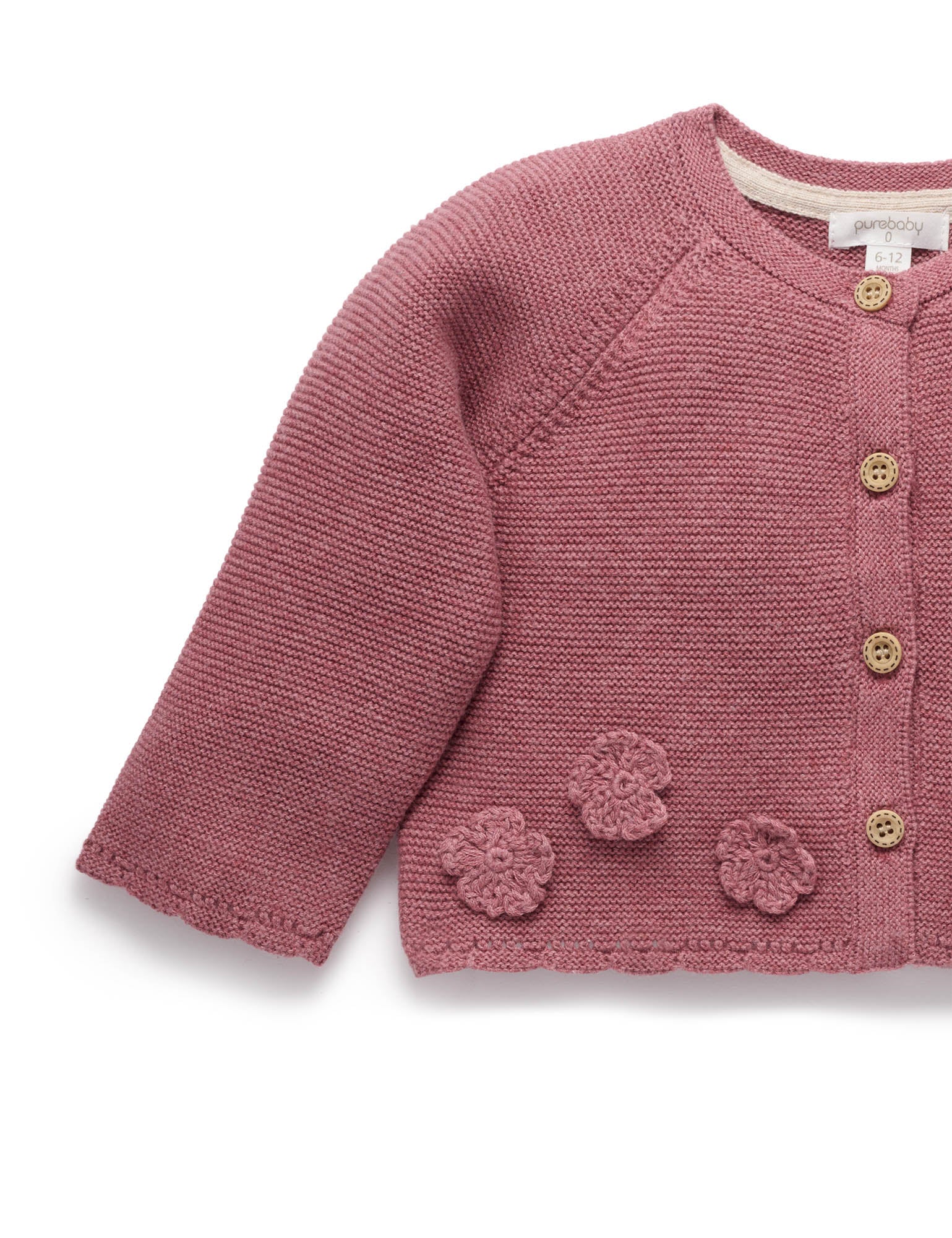 Crochet Flower Cardigan - Toadstool Melange | Purebaby