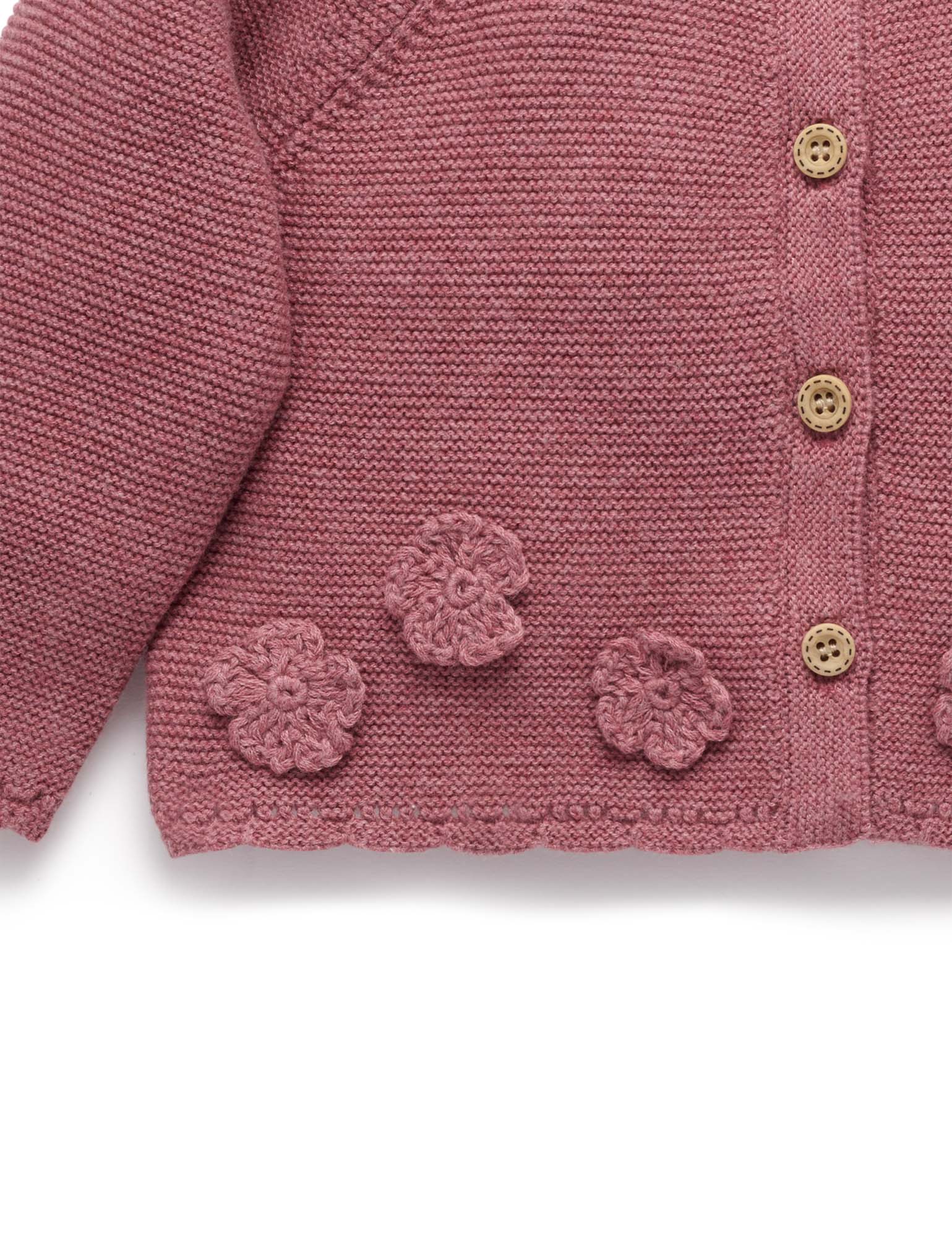 Crochet Flower Cardigan - Toadstool Melange | Purebaby