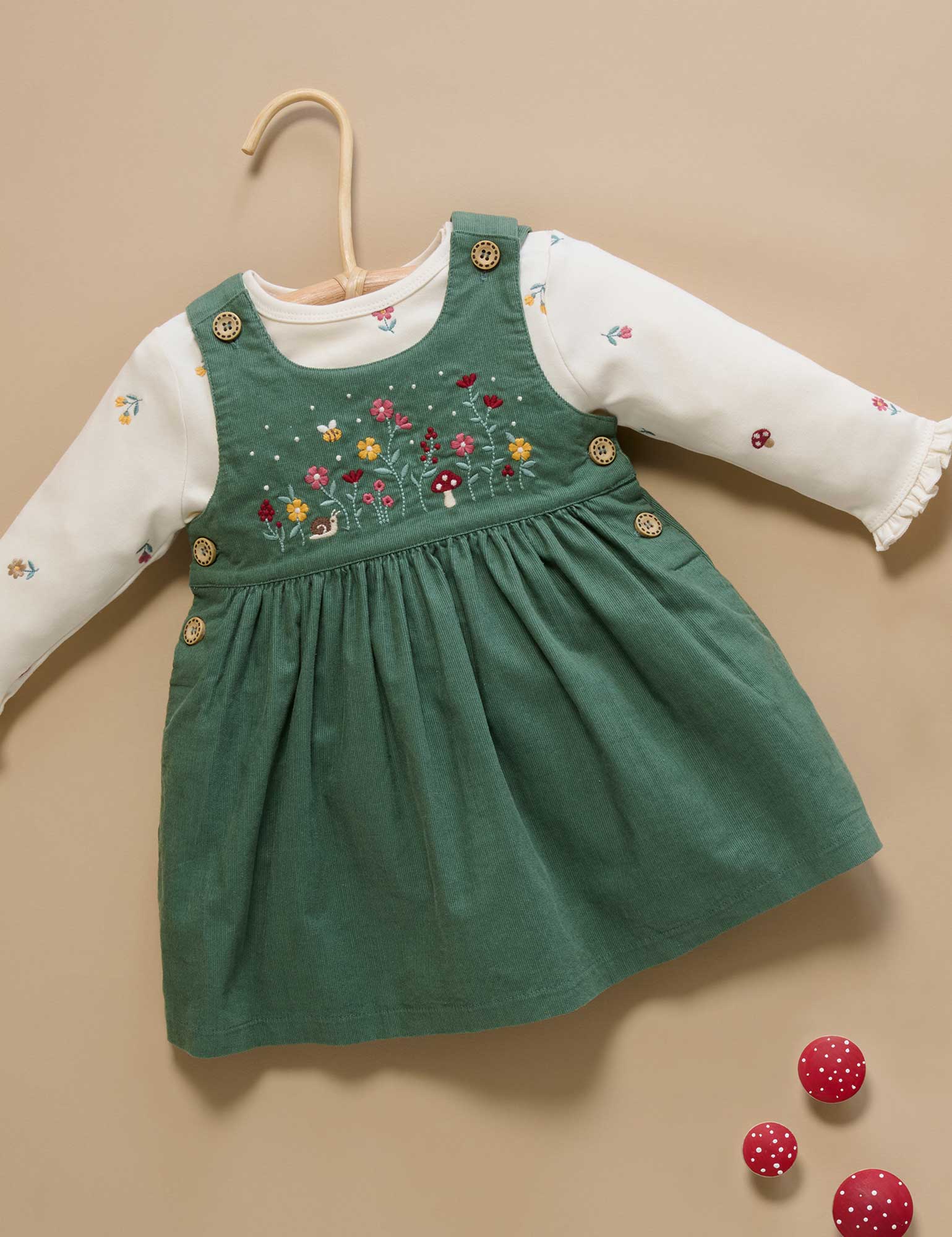 Embroidered Corduroy Pinnie | Purebaby
