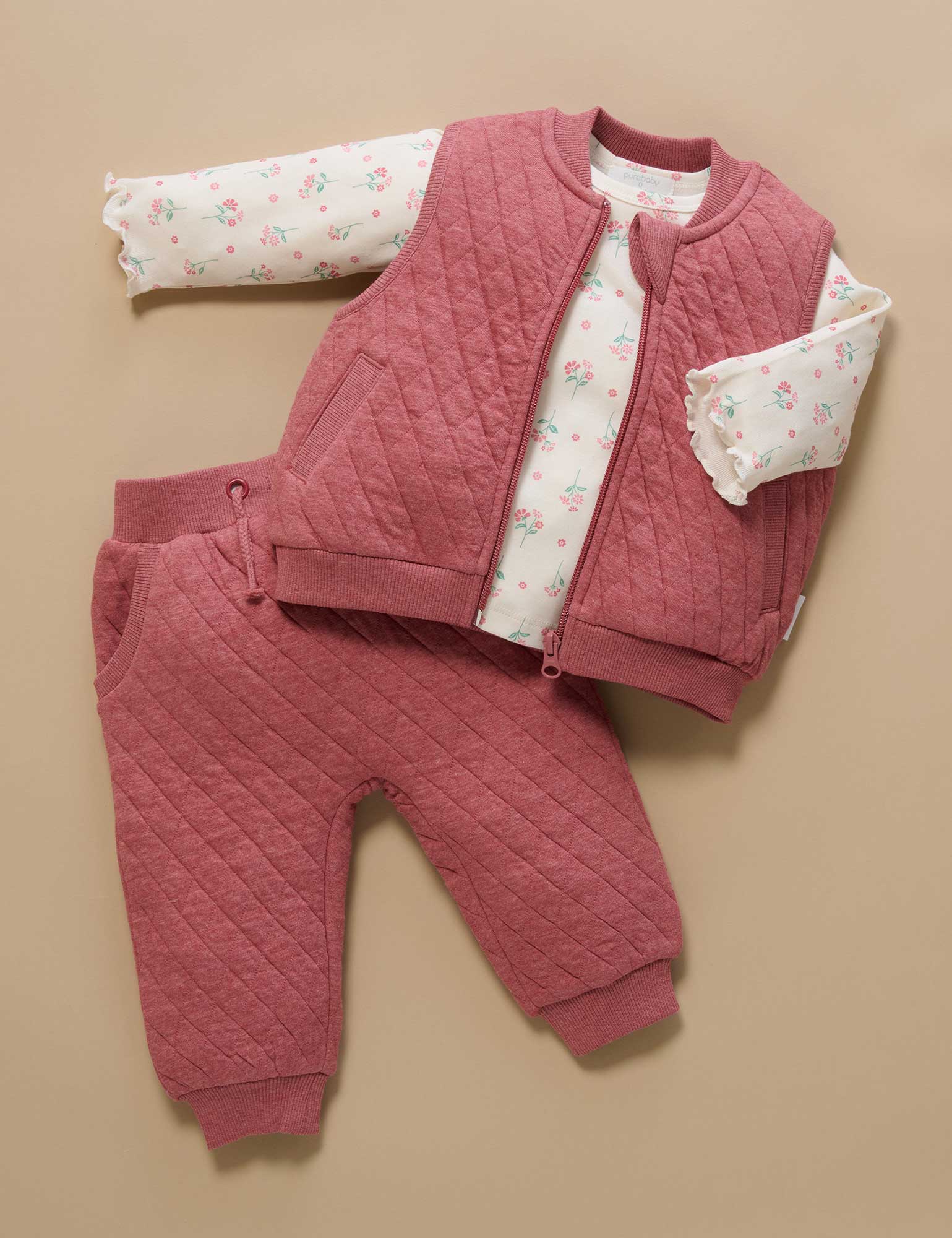 Pointelle Rib Layering Top - Woodland Flower Print | Purebaby