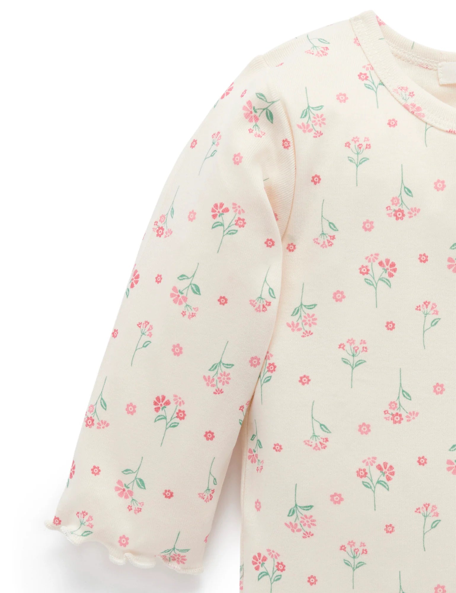 Pointelle Rib Layering Top - Woodland Flower Print | Purebaby
