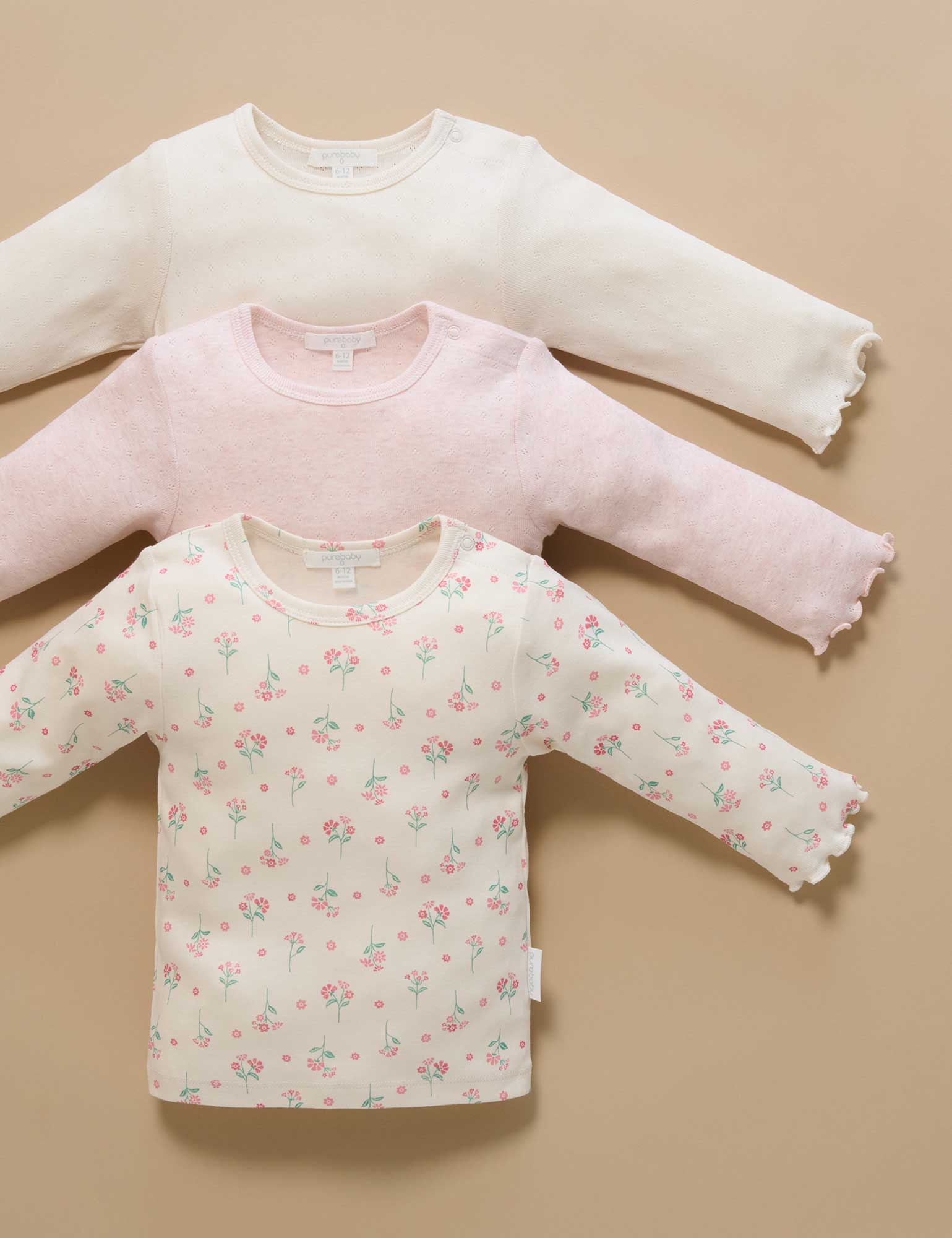 Pointelle Rib Layering Top - Woodland Flower Print | Purebaby