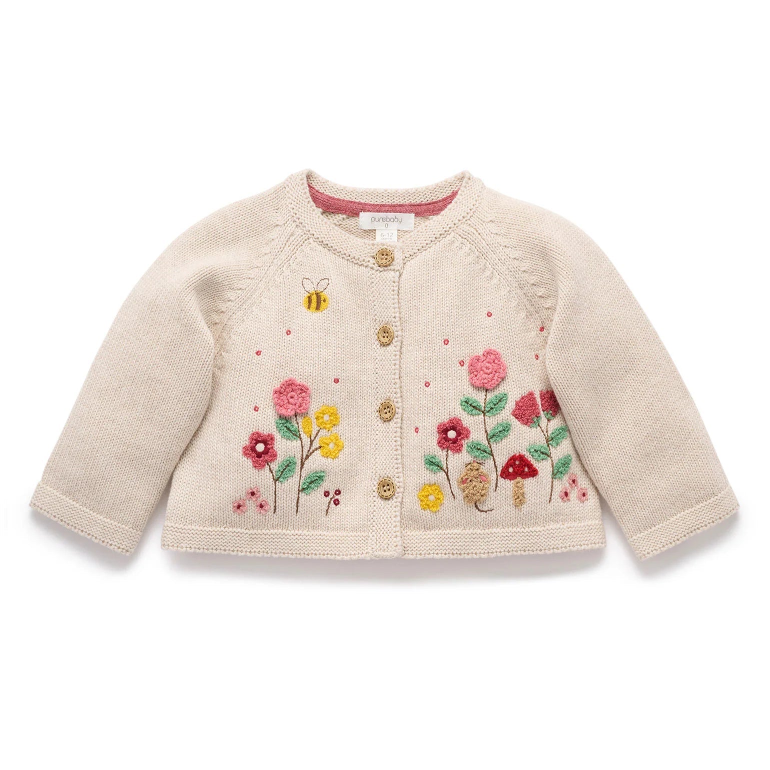 Embroidered Cardigan - Wheat Melange | Purebaby