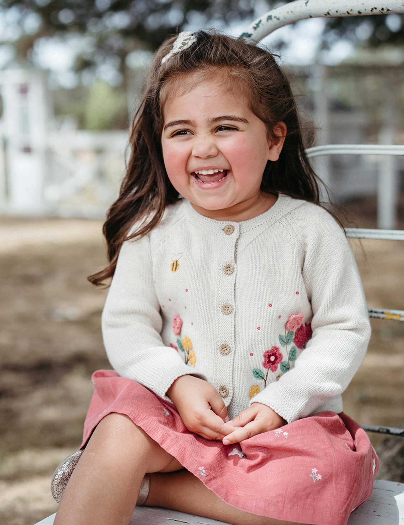 Embroidered Cardigan - Wheat Melange | Purebaby