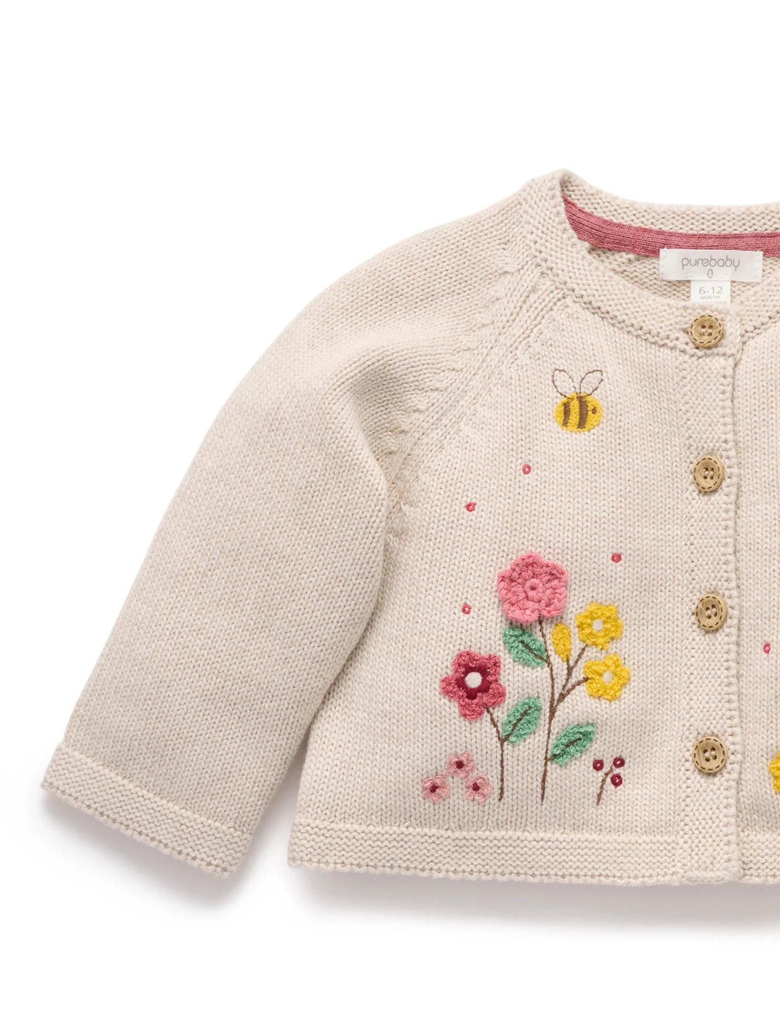 Embroidered Cardigan - Wheat Melange | Purebaby