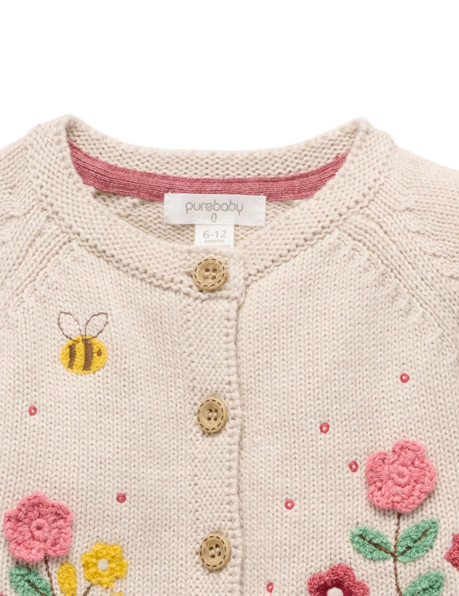 Embroidered Cardigan - Wheat Melange | Purebaby