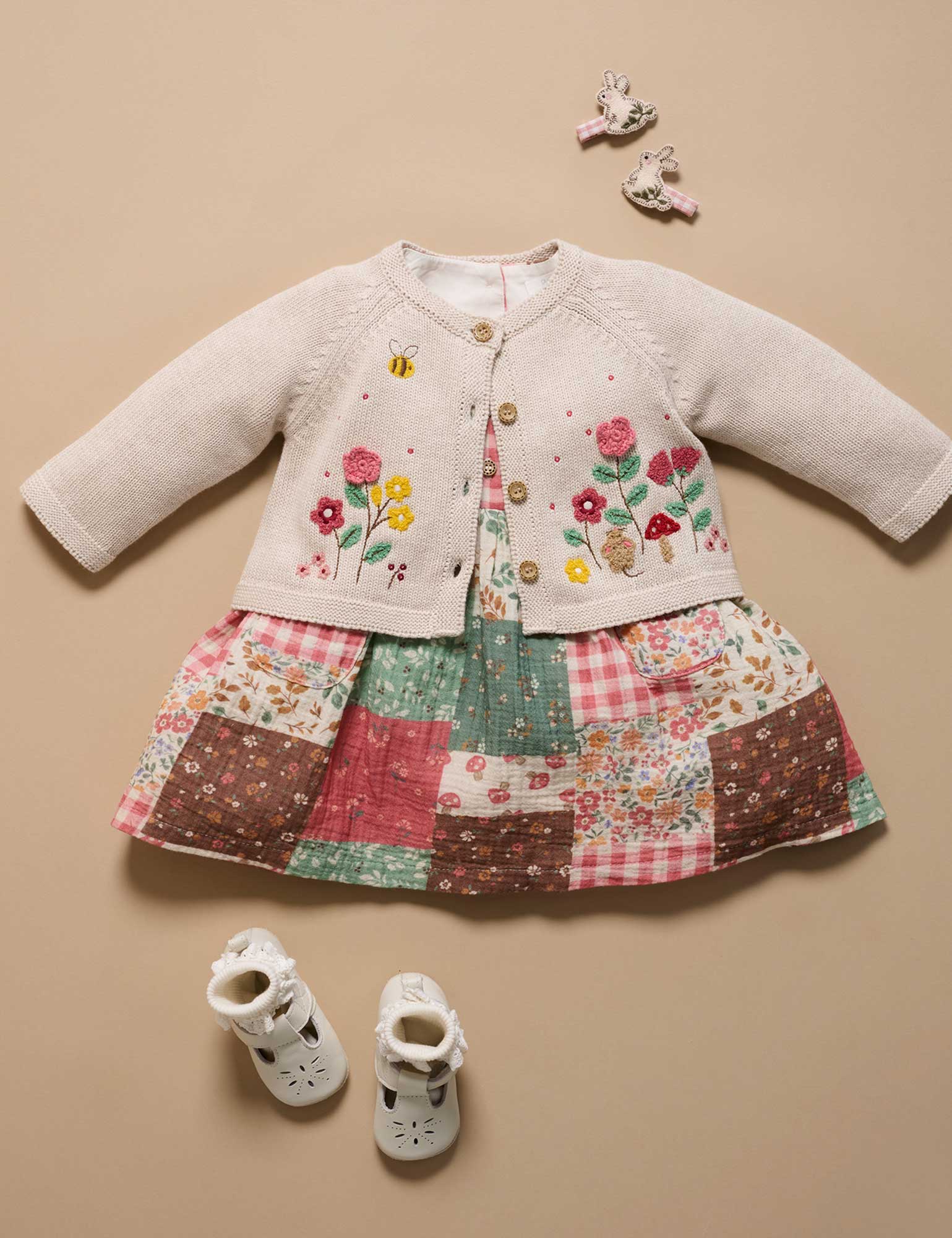 Embroidered Cardigan - Wheat Melange | Purebaby