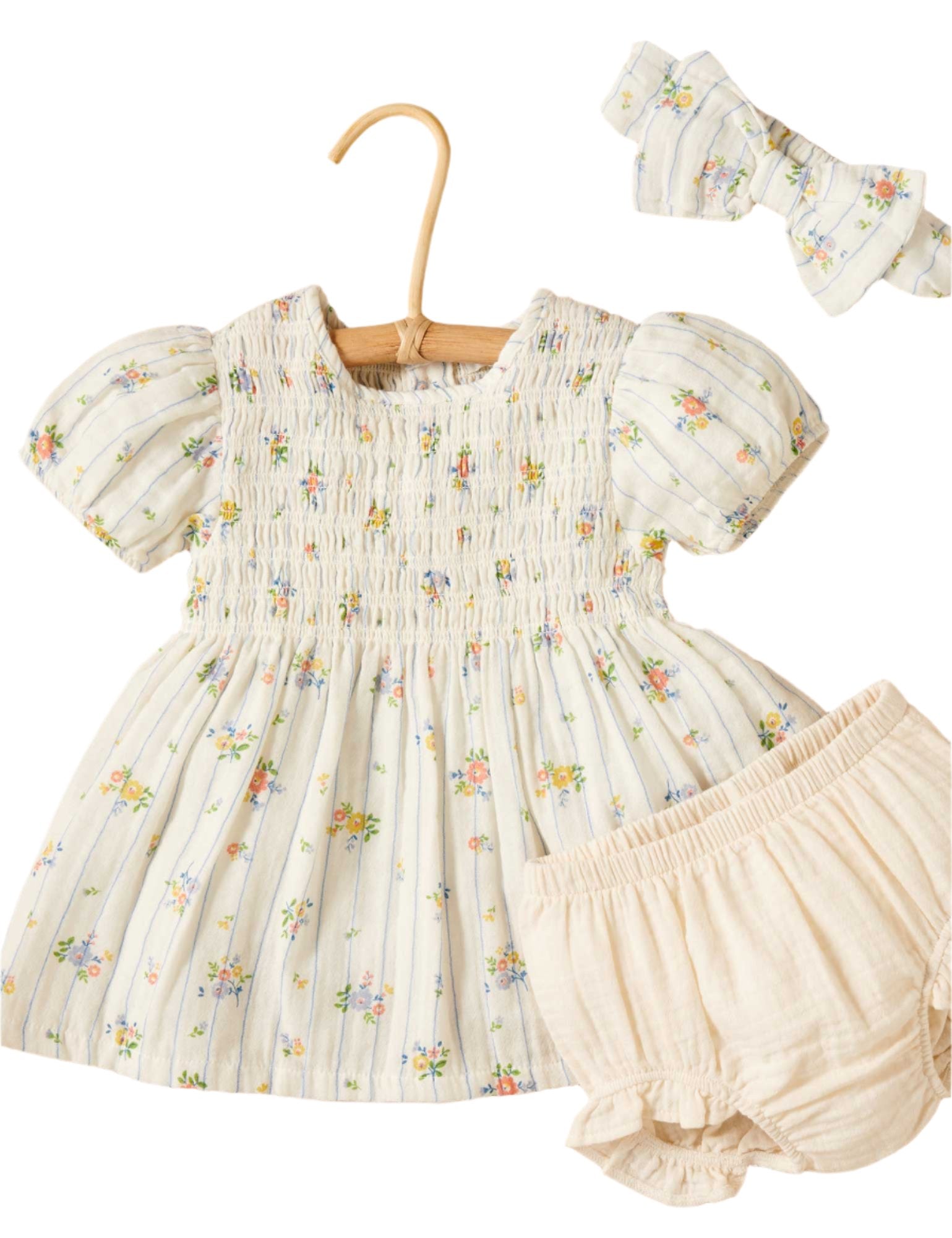 SHIRRED DRESS - NAUTICAL FLORAL | Purebaby