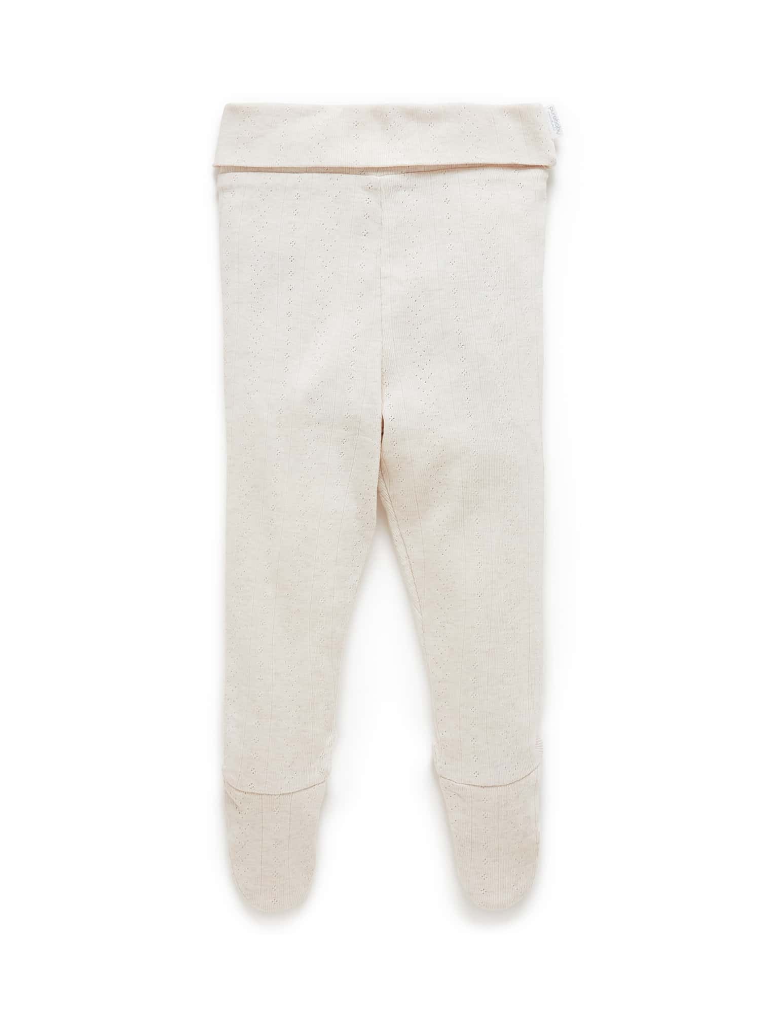 Pointelle Footed Leggings - Wheat melange | Purebaby