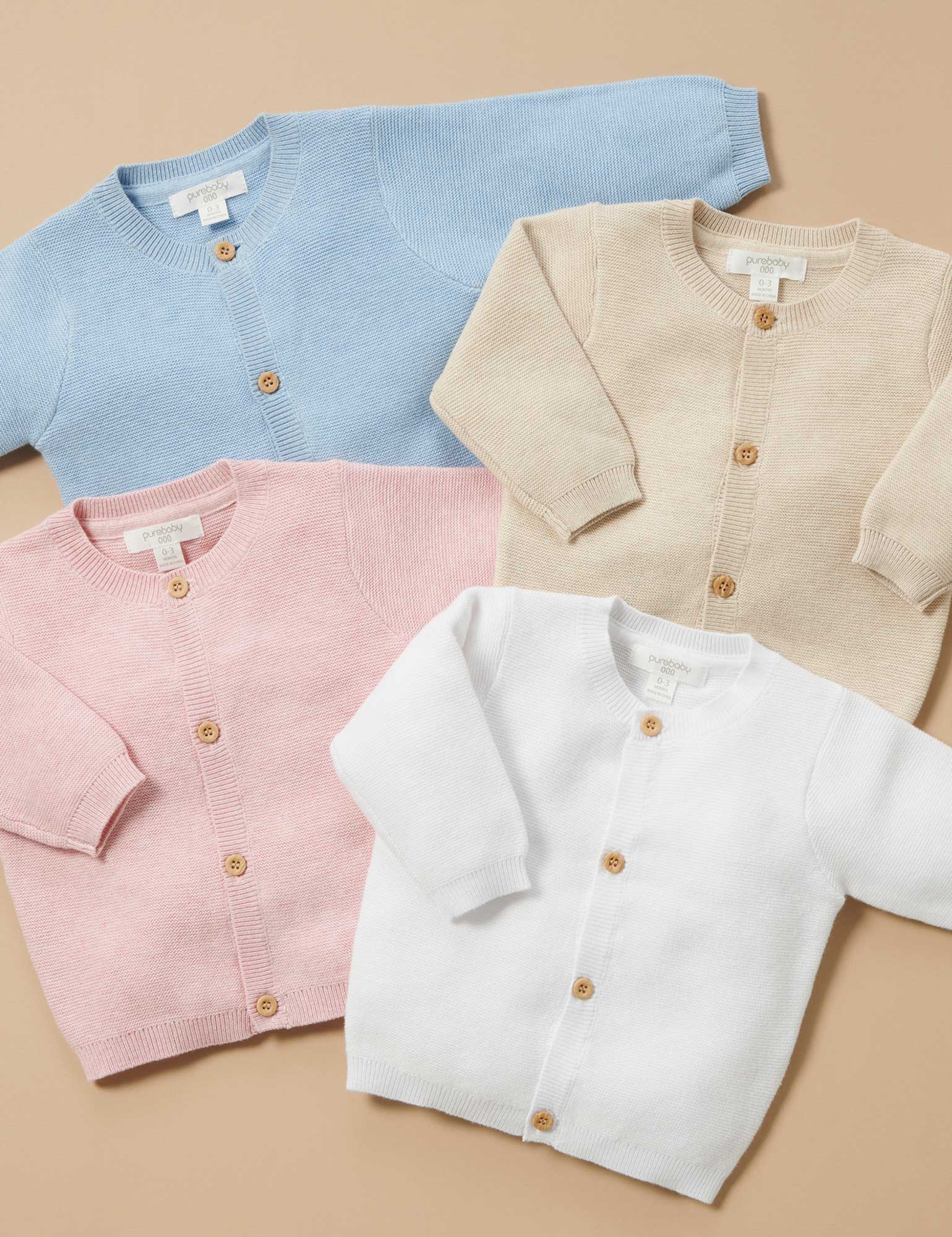 Textured Cardigan - Wheat Melange | Purebaby