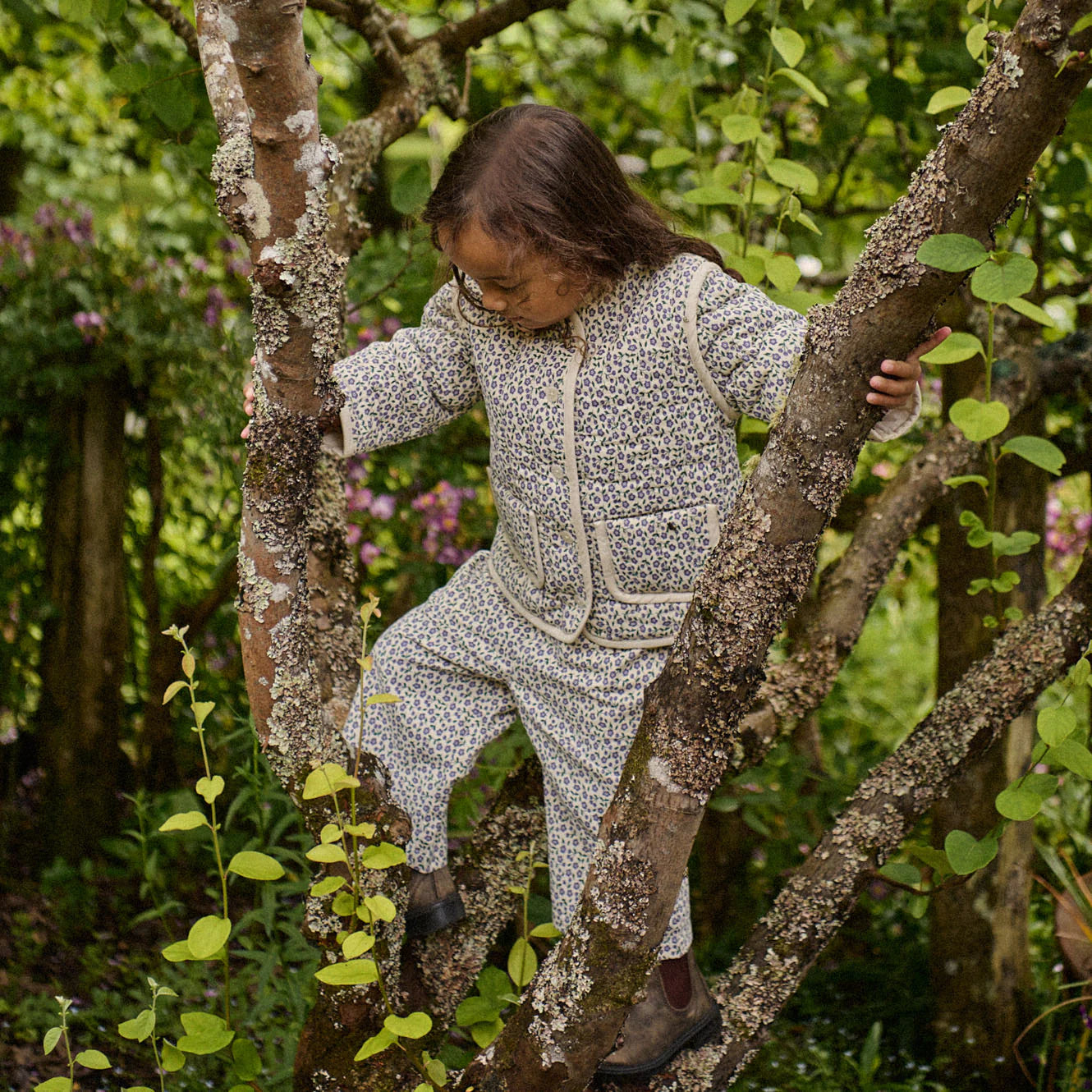 EDITH QUILTED JACKET - Briarwood Heron Print | Nature Baby